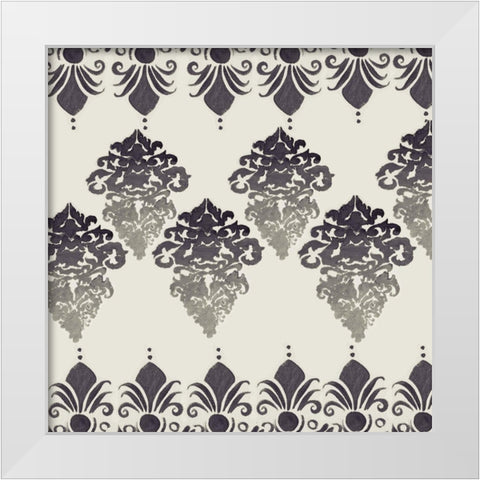 Blue Ombre Damask 4 White Modern Wood Framed Art Print by Boho Hue Studio