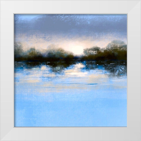Blue Landscape White Modern Wood Framed Art Print by Boho Hue Studio