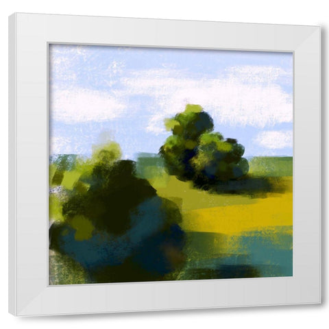 Green Landscape White Modern Wood Framed Art Print by Boho Hue Studio