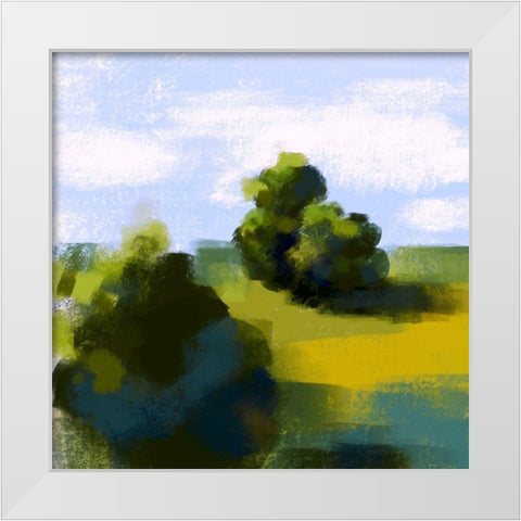 Green Landscape White Modern Wood Framed Art Print by Boho Hue Studio