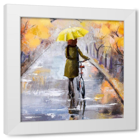 Rainy Day White Modern Wood Framed Art Print by Boho Hue Studio