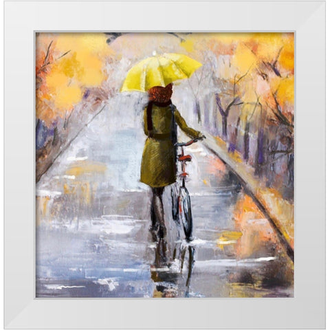 Rainy Day White Modern Wood Framed Art Print by Boho Hue Studio