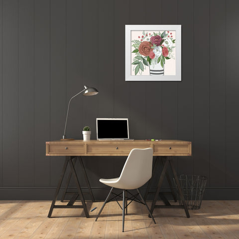 Warming Bouquet 1 White Modern Wood Framed Art Print by Boho Hue Studio