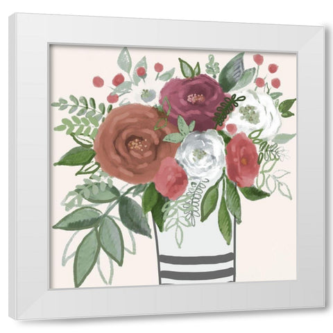 Warming Bouquet 1 White Modern Wood Framed Art Print by Boho Hue Studio