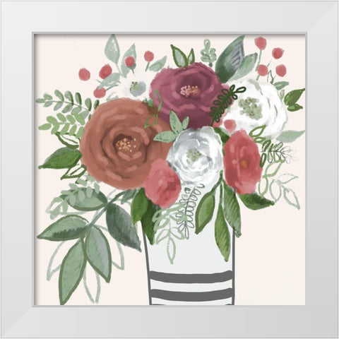 Warming Bouquet 1 White Modern Wood Framed Art Print by Boho Hue Studio
