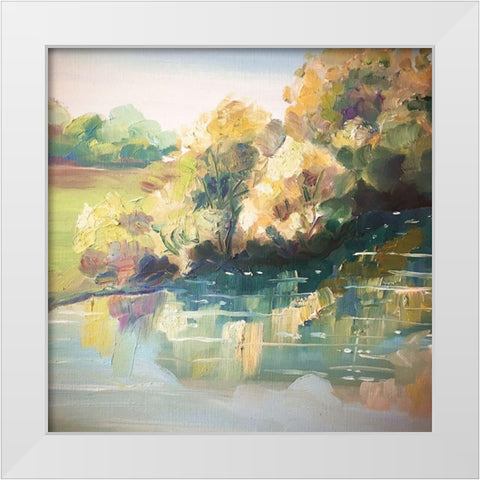 Along the River White Modern Wood Framed Art Print by Boho Hue Studio