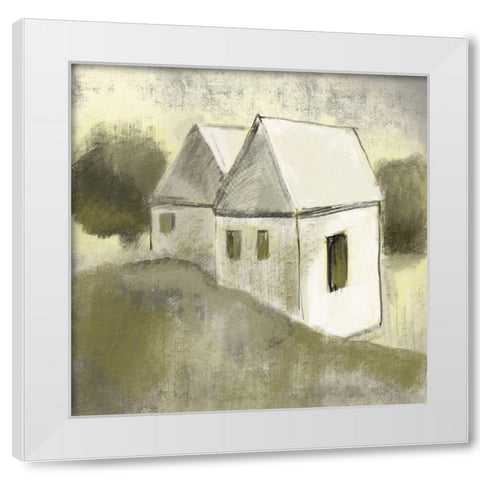 Earthtone Homes 1 White Modern Wood Framed Art Print by Boho Hue Studio