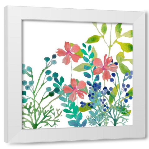 Flowers Square White Modern Wood Framed Art Print by Boho Hue Studio