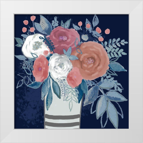 Peaceful Bouquet 1 White Modern Wood Framed Art Print by Boho Hue Studio