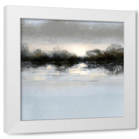 Blue Castscape White Modern Wood Framed Art Print by Boho Hue Studio
