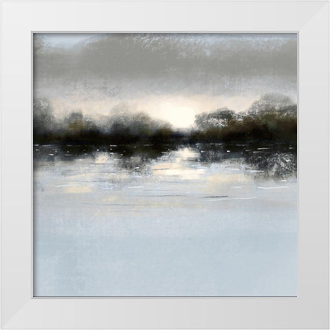 Blue Castscape White Modern Wood Framed Art Print by Boho Hue Studio