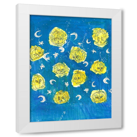 Glowing Pumpkins White Modern Wood Framed Art Print by Bassani, Justine