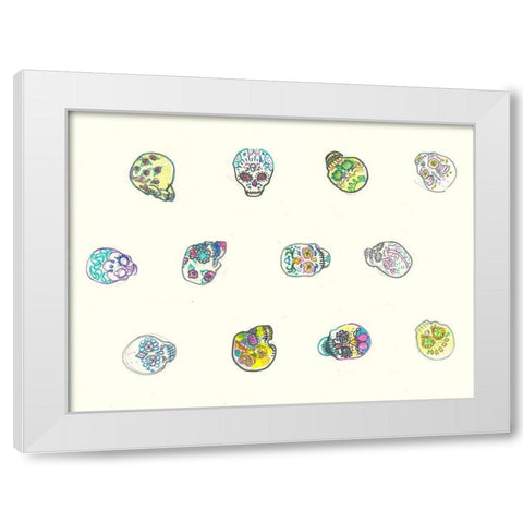 Assorted Skulls White Modern Wood Framed Art Print by Bassani, Justine