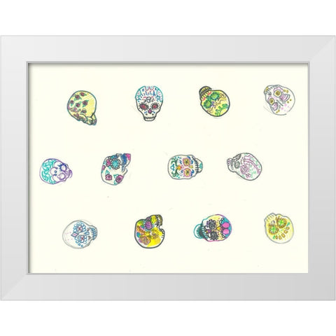 Assorted Skulls White Modern Wood Framed Art Print by Bassani, Justine
