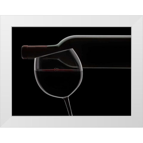 Red Wine Silhouette White Modern Wood Framed Art Print by Seidman, Barry