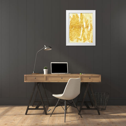 Golden Streaks 2 White Modern Wood Framed Art Print by Alvarez, Cynthia