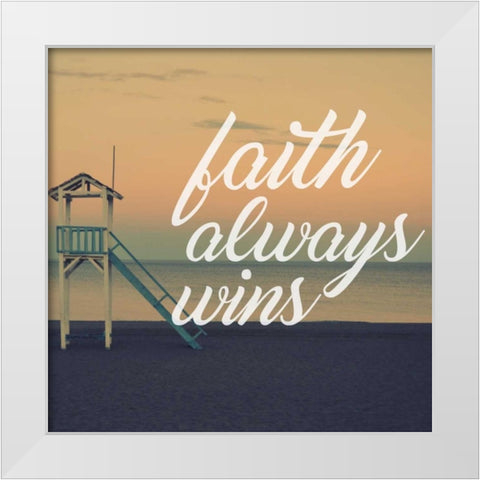 Faith Wins White Modern Wood Framed Art Print by Alvarez, Cynthia