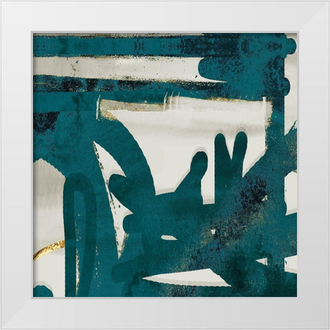Teal and Flare Square A White Modern Wood Framed Art Print by Alvarez, Cynthia