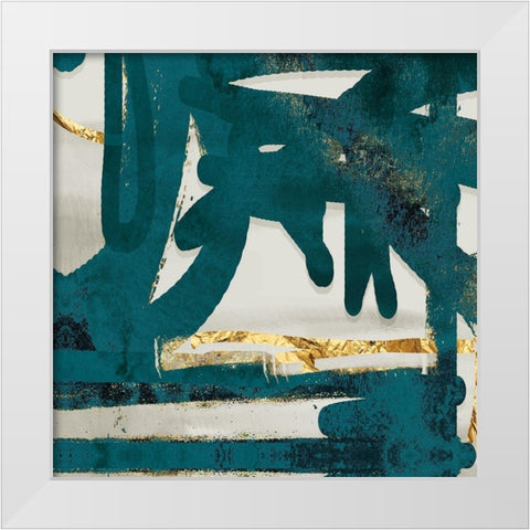 Teal and Flare Square D White Modern Wood Framed Art Print by Alvarez, Cynthia