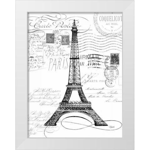Eco Vintage Paris 1 White Modern Wood Framed Art Print by Stevens, Carole
