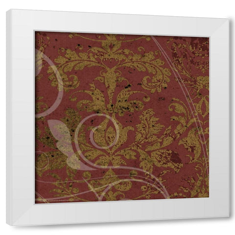 Brandy Wine Damask White Modern Wood Framed Art Print by Stevens, Carole