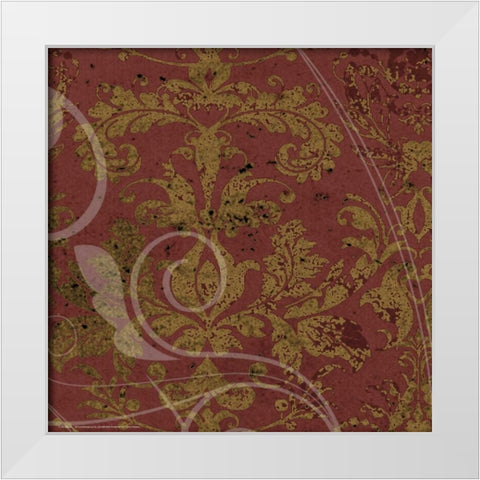Brandy Wine Damask White Modern Wood Framed Art Print by Stevens, Carole