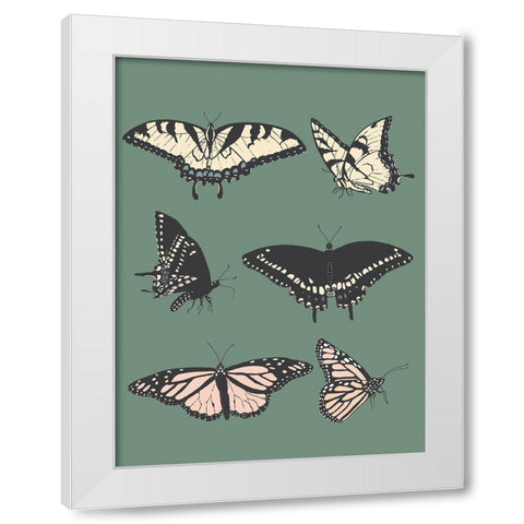 Butterfly Chart White Modern Wood Framed Art Print by Sweet Melody Designs