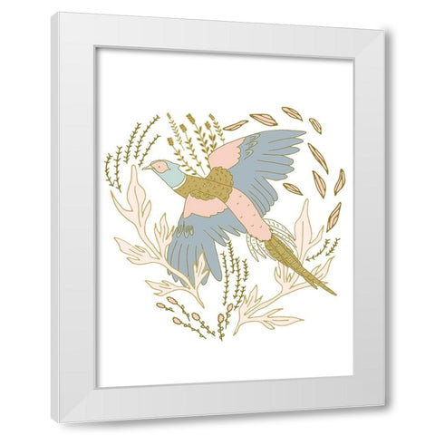 Pheasant Flushed White Modern Wood Framed Art Print by Sweet Melody Designs