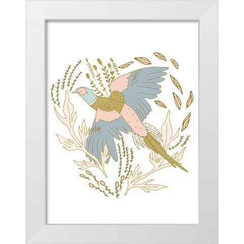 Pheasant Flushed White Modern Wood Framed Art Print by Sweet Melody Designs