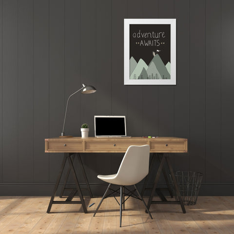 Bunny Adventure Awaits White Modern Wood Framed Art Print by Sweet Melody Designs