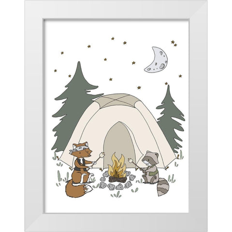 Woodland Camping Buddies White Modern Wood Framed Art Print by Sweet Melody Designs