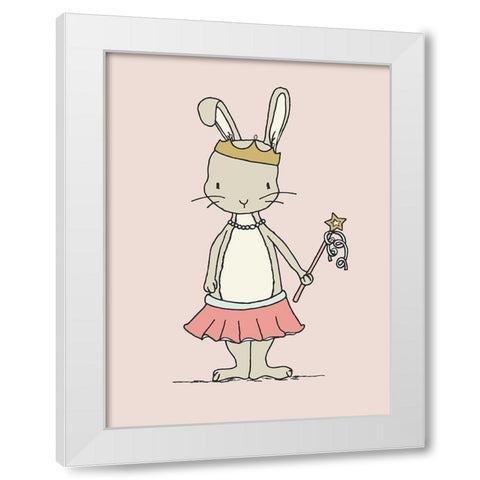 Bunny Princess White Modern Wood Framed Art Print by Sweet Melody Designs