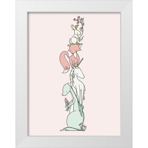Enchanted Creatures Stack White Modern Wood Framed Art Print by Sweet Melody Designs