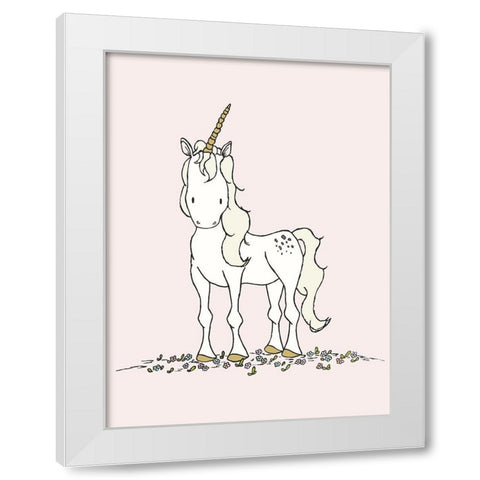 Unicorn White Modern Wood Framed Art Print by Sweet Melody Designs