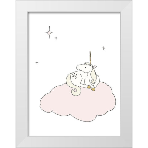 Unicorn Star Cloud White Modern Wood Framed Art Print by Sweet Melody Designs