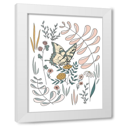 Butterfly PollinatorButterfly Pollinator White Modern Wood Framed Art Print by Sweet Melody Designs