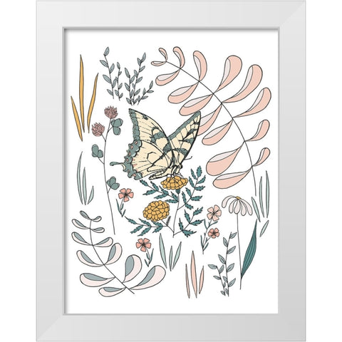 Butterfly PollinatorButterfly Pollinator White Modern Wood Framed Art Print by Sweet Melody Designs