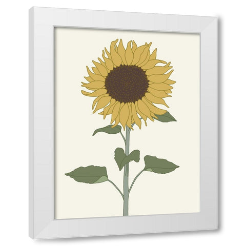 Sunflower 1 White Modern Wood Framed Art Print by Sweet Melody Designs