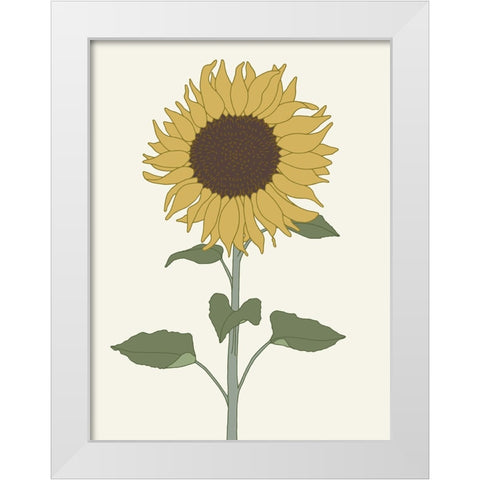 Sunflower 1 White Modern Wood Framed Art Print by Sweet Melody Designs