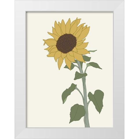 Sunflower 2 White Modern Wood Framed Art Print by Sweet Melody Designs