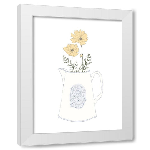 Flower Pitcher White Modern Wood Framed Art Print by Sweet Melody Designs