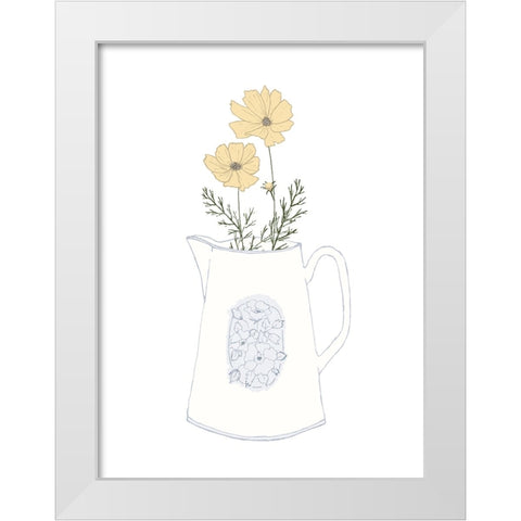 Flower Pitcher White Modern Wood Framed Art Print by Sweet Melody Designs