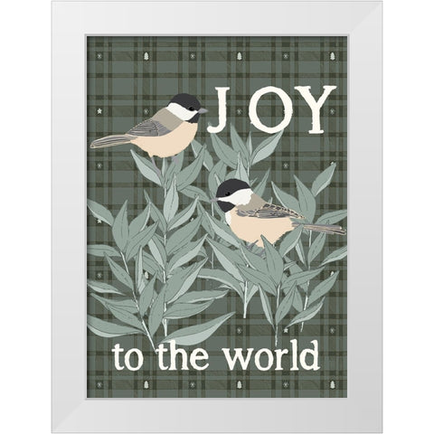 Chickadee Joy White Modern Wood Framed Art Print by Sweet Melody Designs
