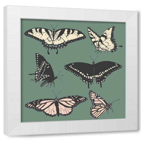Butterfly Chart White Modern Wood Framed Art Print by Sweet Melody Designs