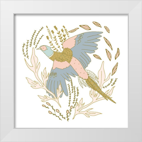 Pheasant Flushed White Modern Wood Framed Art Print by Sweet Melody Designs