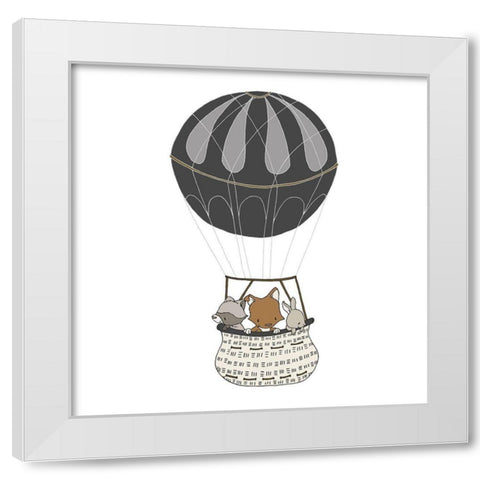 _Woodland Hot Air Balloon 1 White Modern Wood Framed Art Print by Sweet Melody Designs