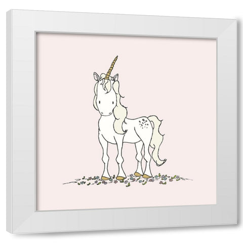 Unicorn White Modern Wood Framed Art Print by Sweet Melody Designs