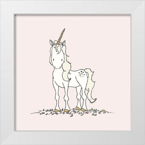 Unicorn White Modern Wood Framed Art Print by Sweet Melody Designs