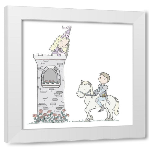 Princess Royal Rescue White Modern Wood Framed Art Print by Sweet Melody Designs