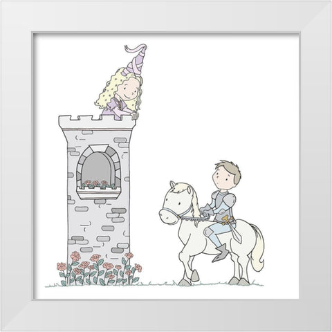 Princess Royal Rescue White Modern Wood Framed Art Print by Sweet Melody Designs